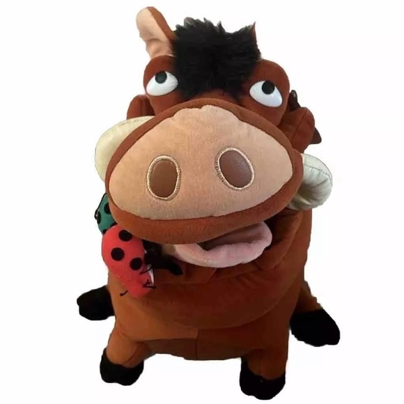 VTG Disney LION KING PUMBAA Pumba Wart Hog & Eating Bugs Plush 15” New With Tags - Picture 4 of 4